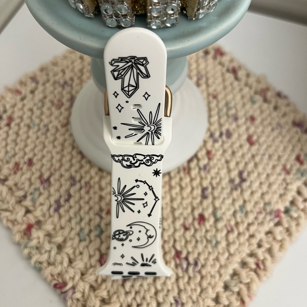 Double Sided Band Compatible with Apple Watch Band 38mm 40mm 41mm White Moon ..S